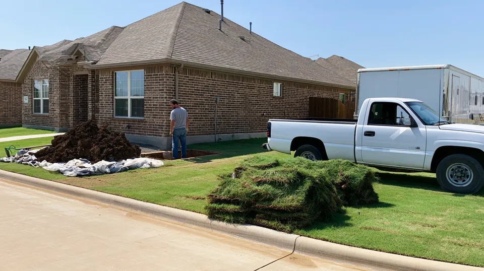 A crew setting steel piers under a settled slab at a new Princeton subdivision home, foundation repair dispatched from McKinney.